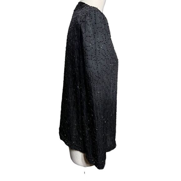 Laurence Kazar Vintage Long Sleeve Fully  Beaded Silk Evening Jacket Formal Smal - Picture 2 of 5